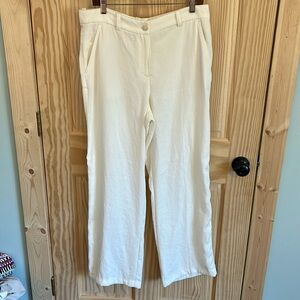 H&M High-Waisted Wide Leg Cream White Pants. Size 14.